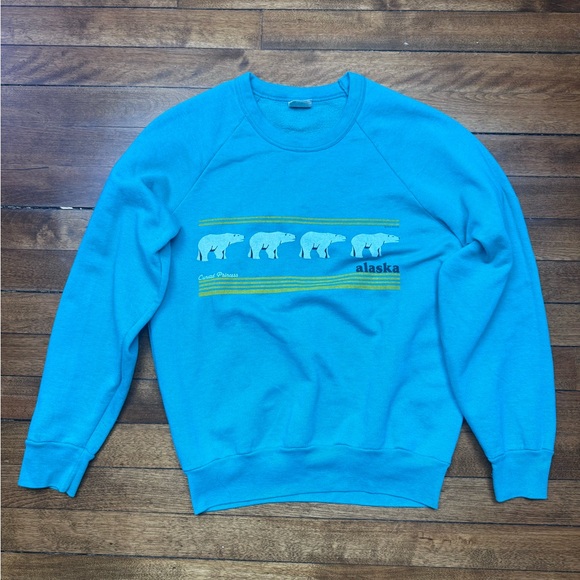 Princess Cruises Other - Vintage Cunard Princess 1980s Alaska Polar Bear Blue Crewneck Sweater Size Small